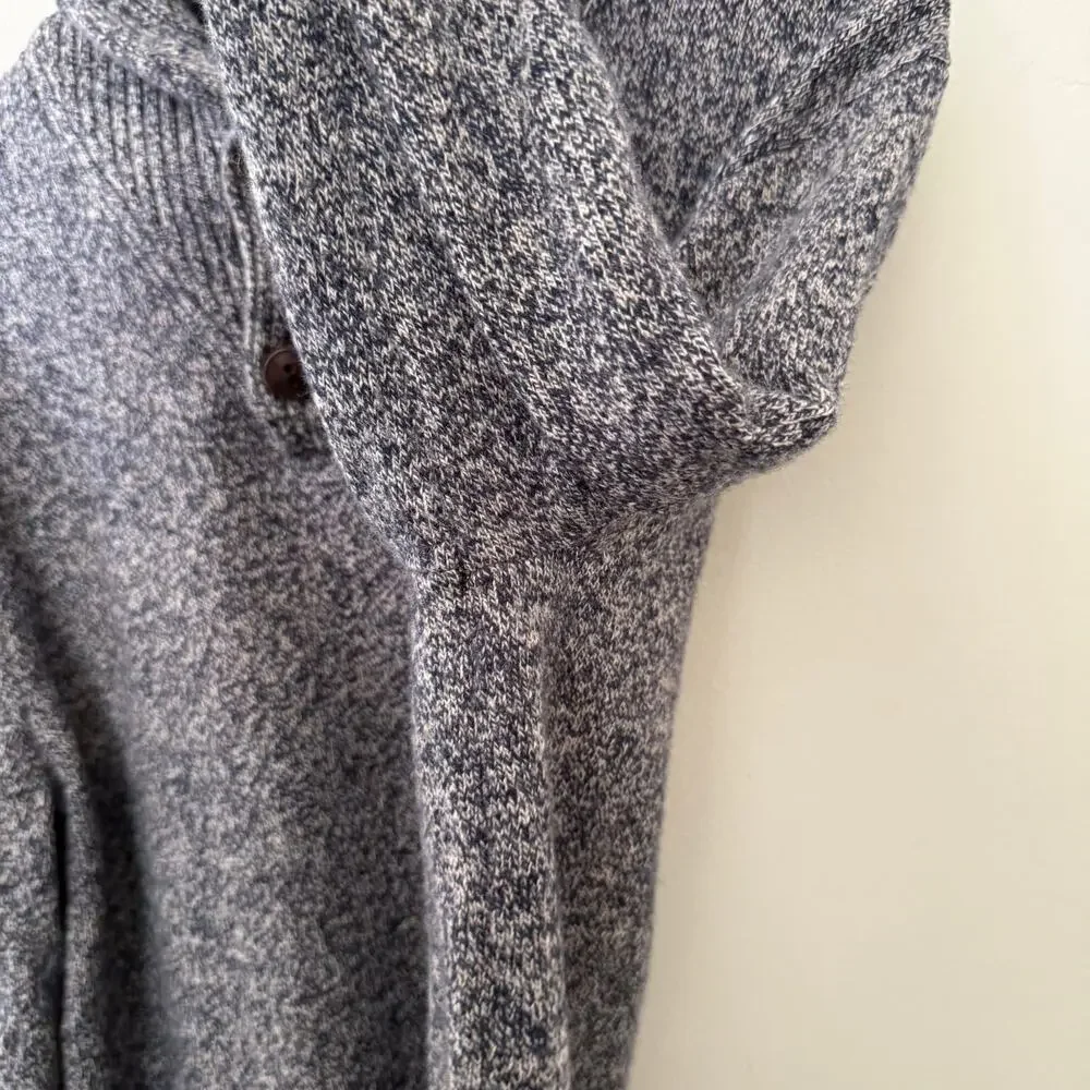 J. Crew Blue Marled Rugged Merino Wool Blend Shawl Collar Sweater Medium